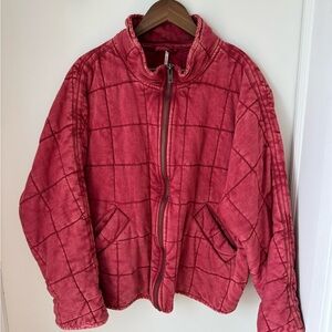 Free People Red Quilted Jacket